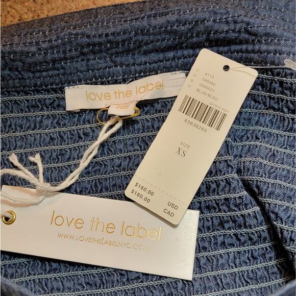 NWT Love the Label Anthropologie Smocked Puff Sleeve Denim Blouse - Picture 8 of 8